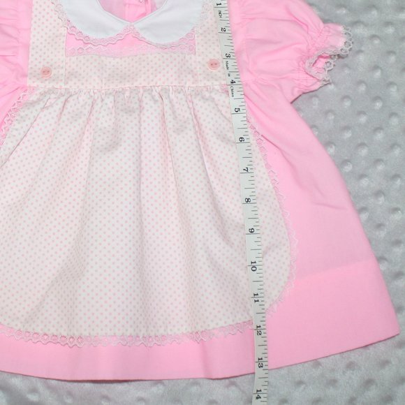 Pink vintage baby girl dress pinafore 12 months - Picture 14 of 16